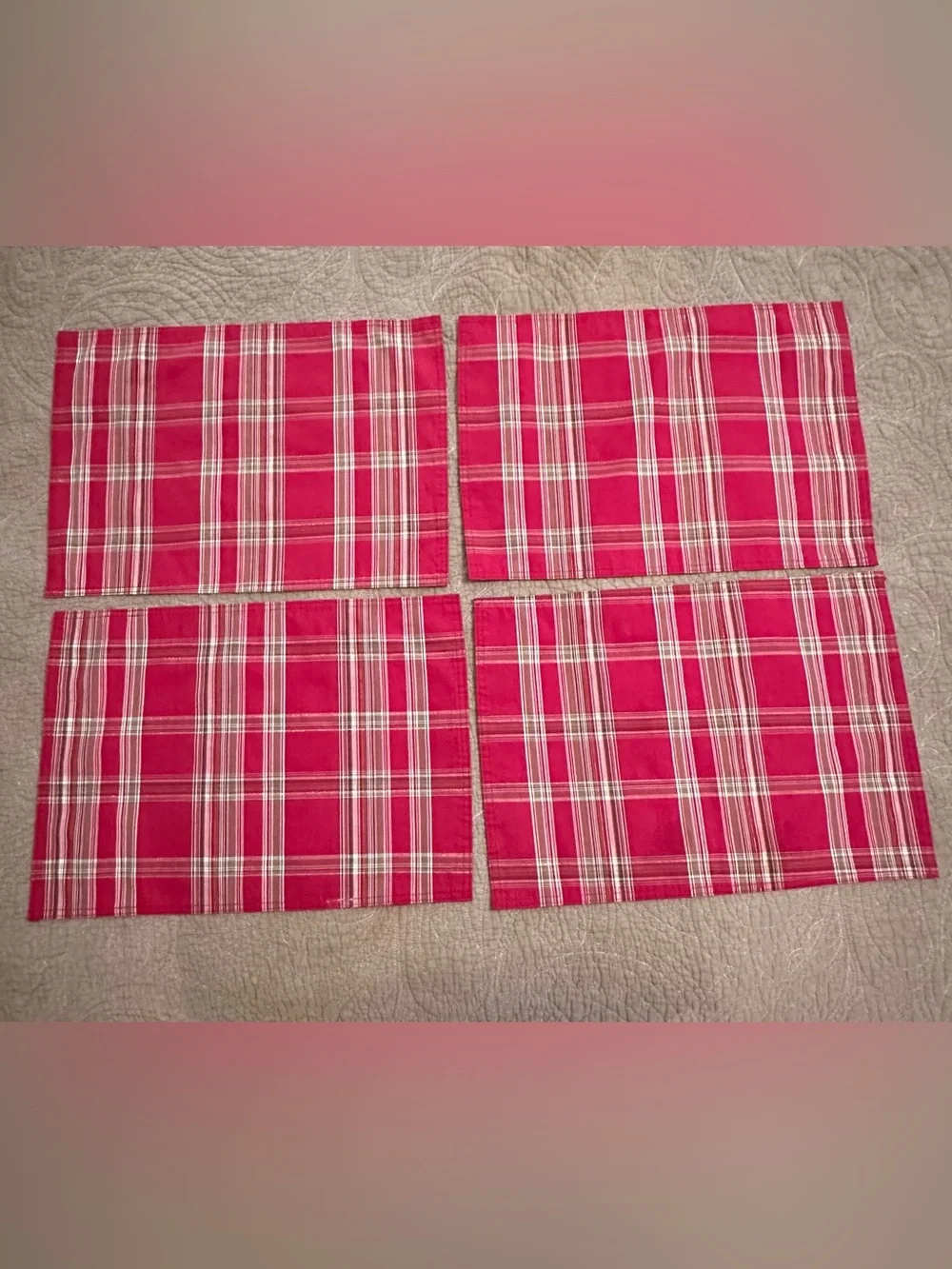 Set of 4 Christmas place mats • washable • plaid